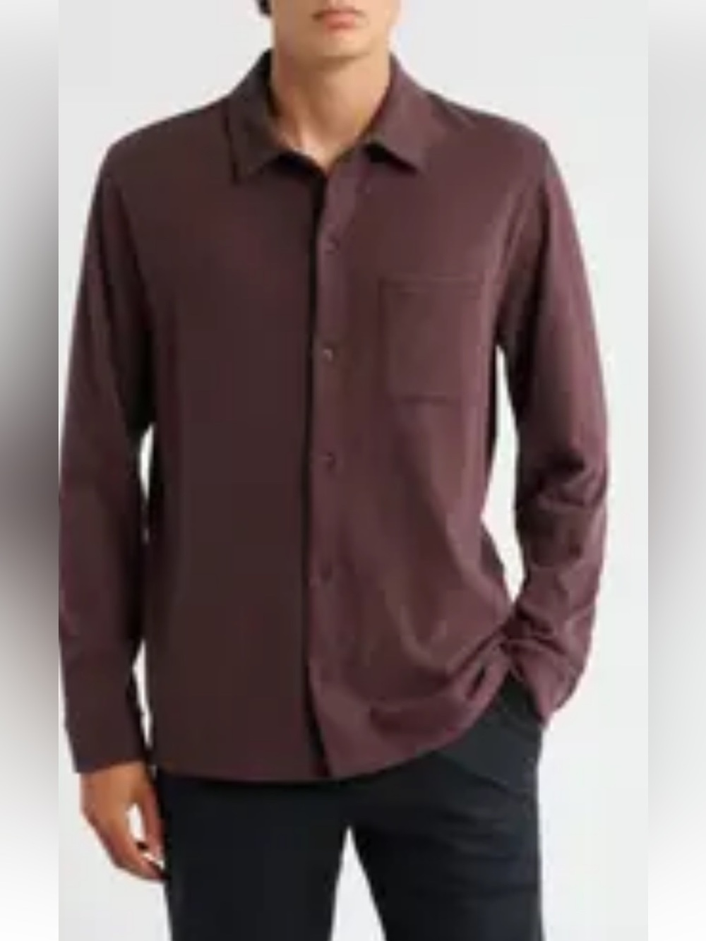 Vince Men's 605 Port Wine Sueded Button-Down Shirt